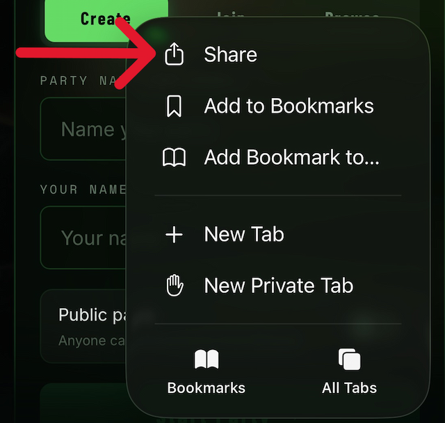 Step 2: Tap Share